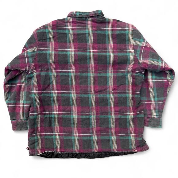 Vintage Timber Trail Quilted Lined Flannel Shacket Button Up Plaid Shirt Jacket - Picture 7 of 8